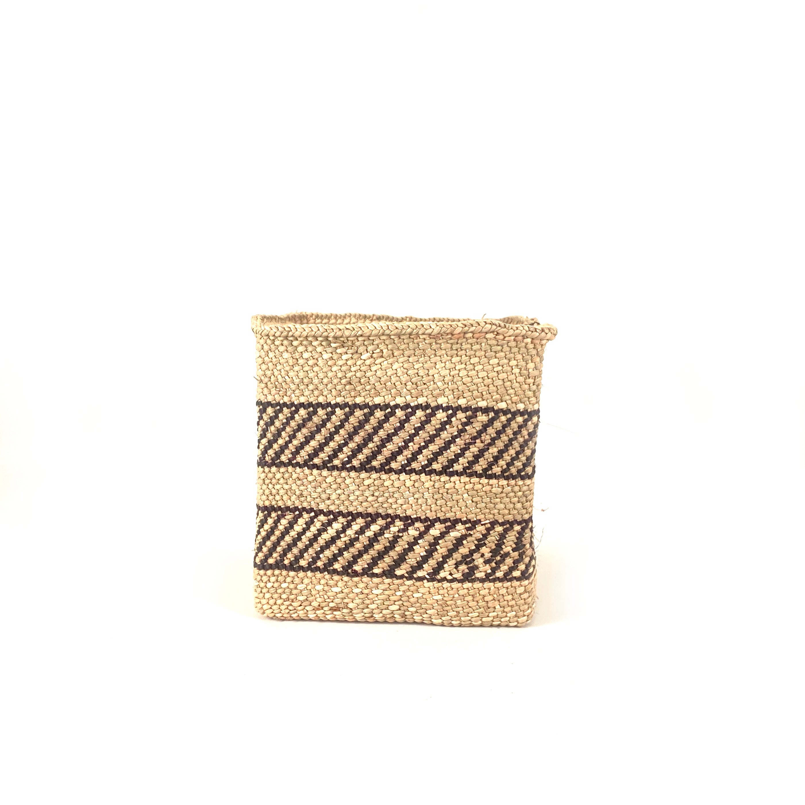 Square Natural w/ Black Stripe Iringa Basket