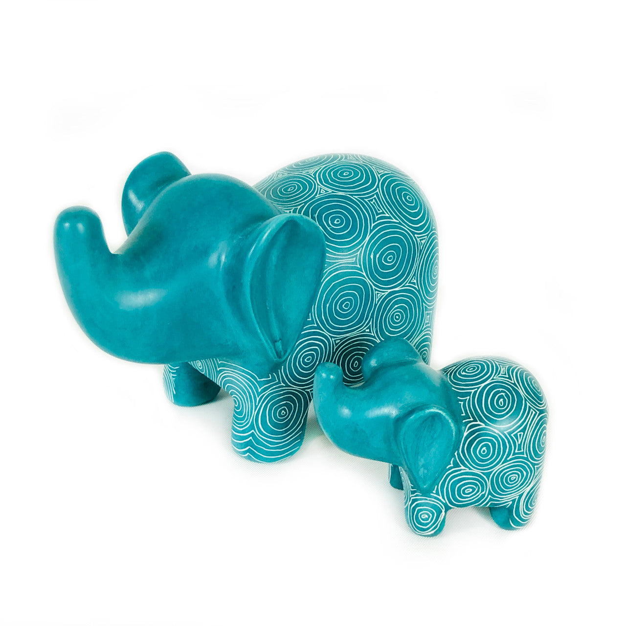 elephant family carved by hand out of soapstone