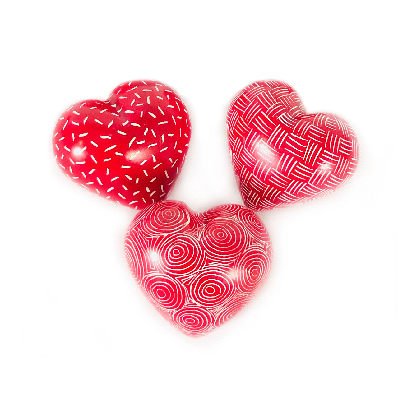 soapstone red hearts each one a different pattern