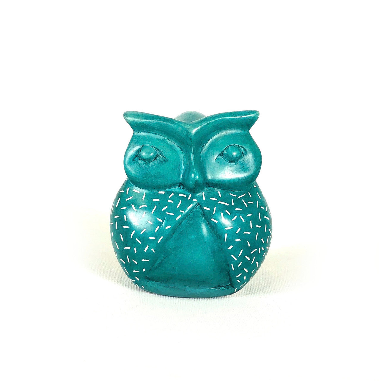 Turquoise owl hand carved in Kenya