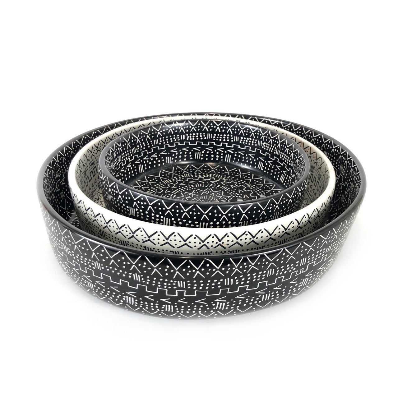 set of 3 mudcloth bowls