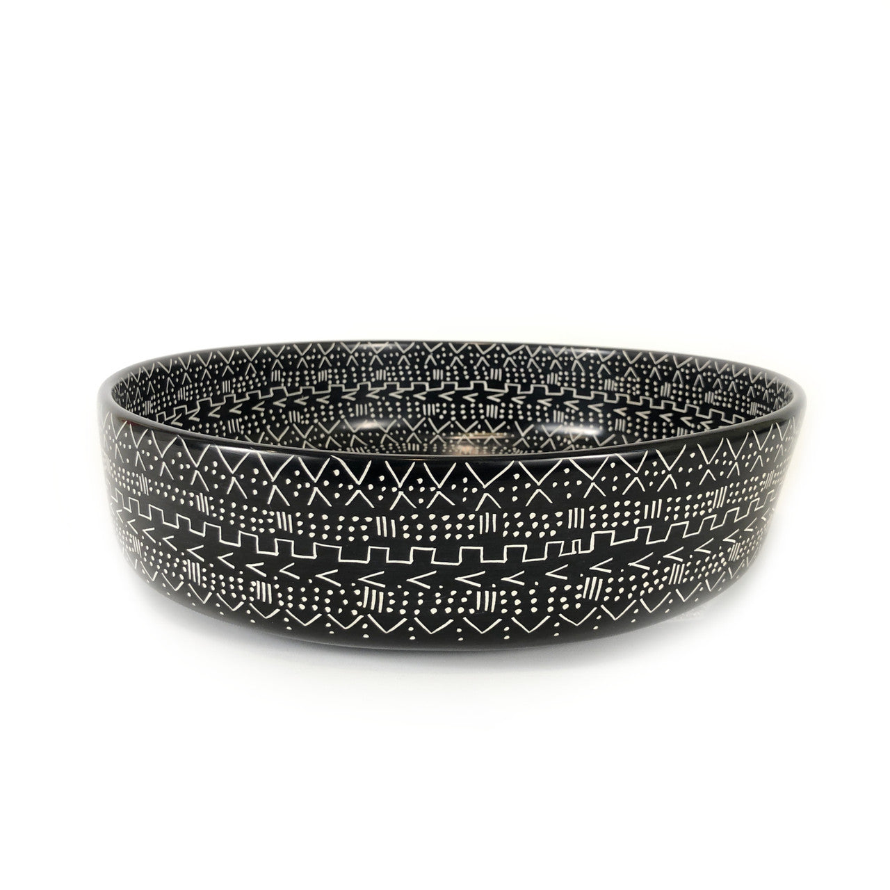black soapstone mudcloth design bowl