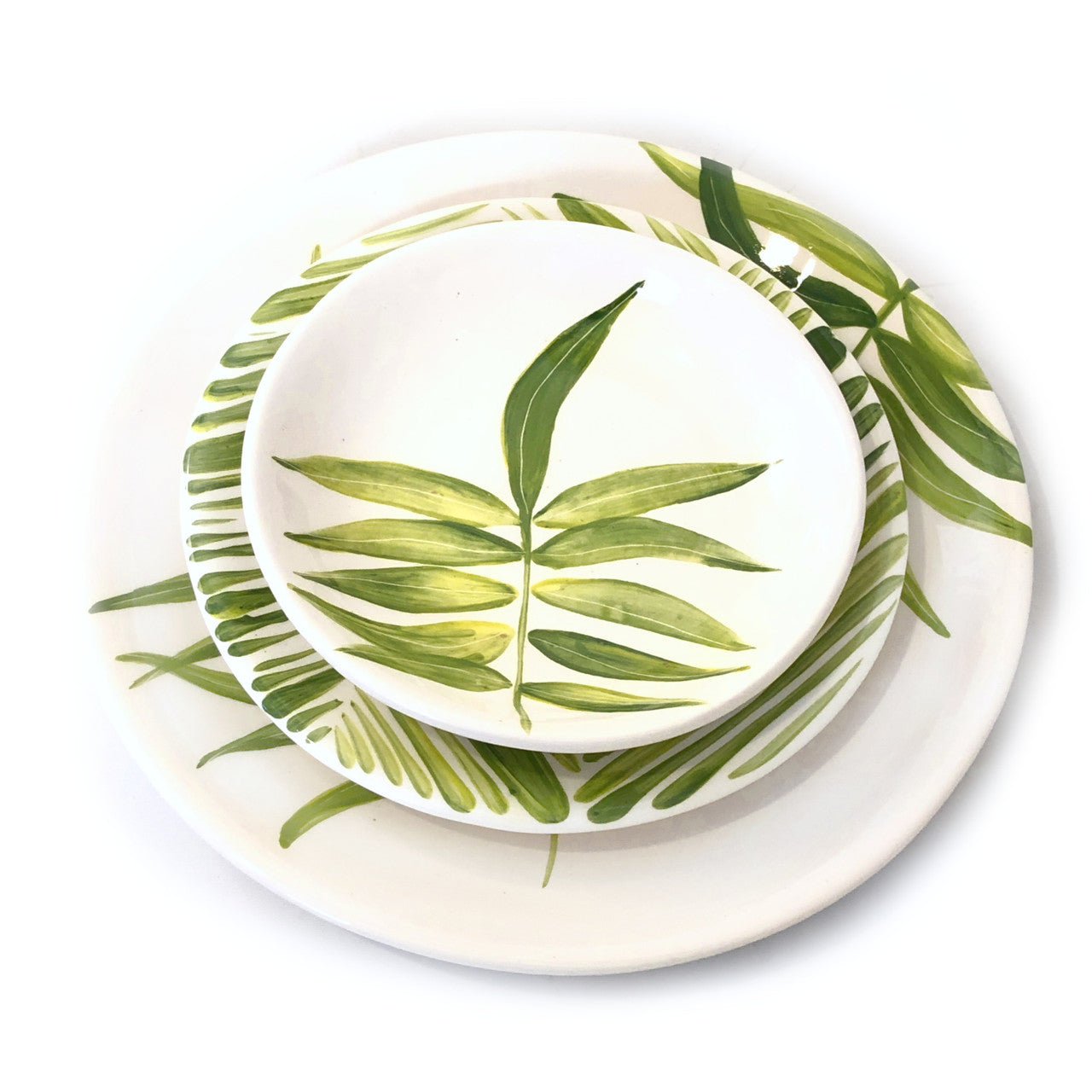 green floating leaves dessert plates