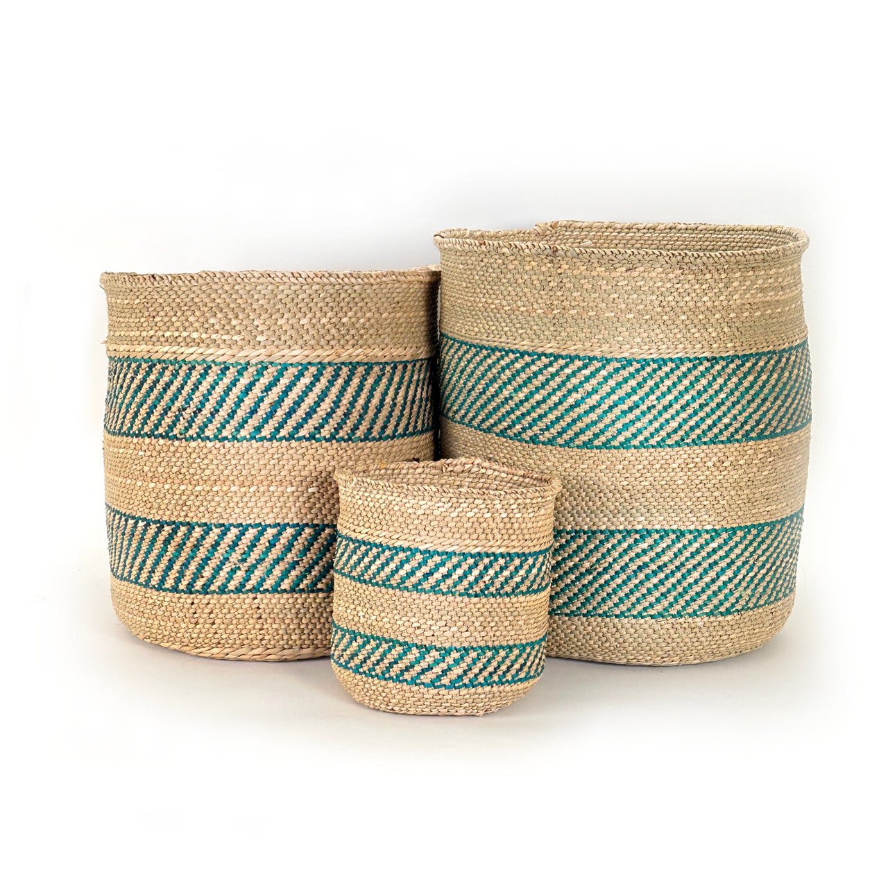 Iringa basket with turquoise stripe group image