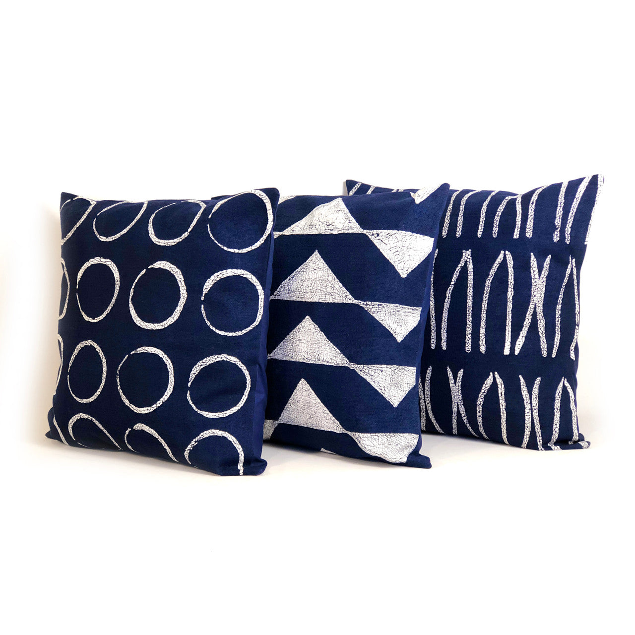 Sadza Triangles Pillow - Indigo Blue