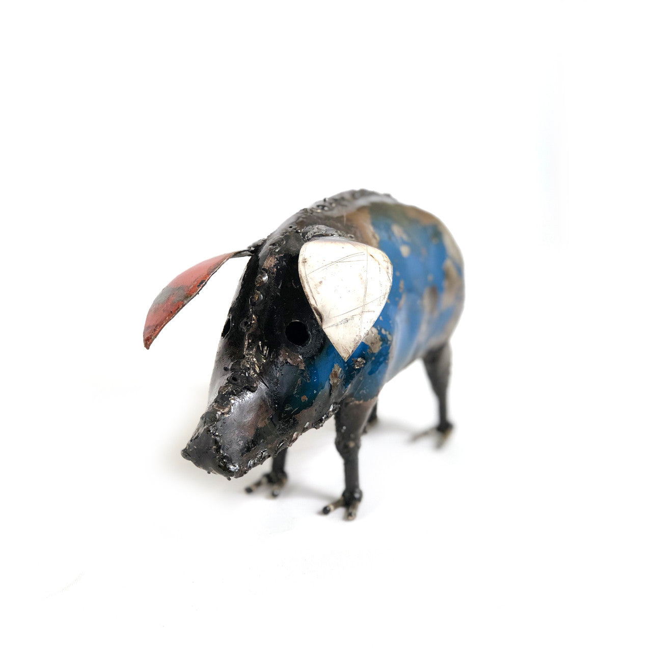 Cute Piggy recycled colorful metal - small side view