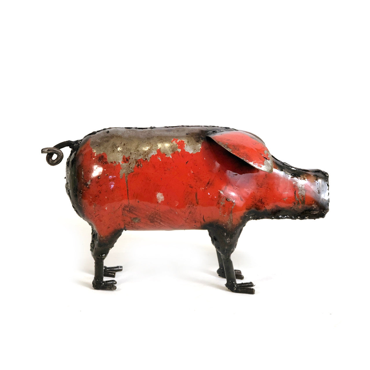 Cute Piggy recycled colorful metal - medium