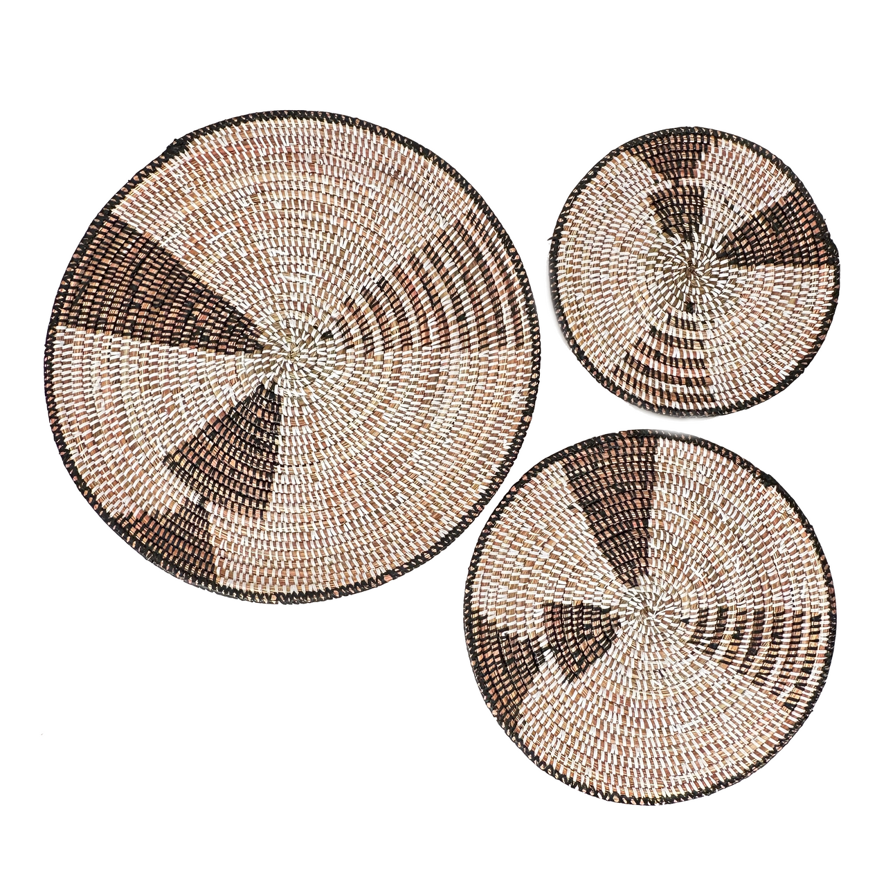 set of 3 graphic black and white wall baskets