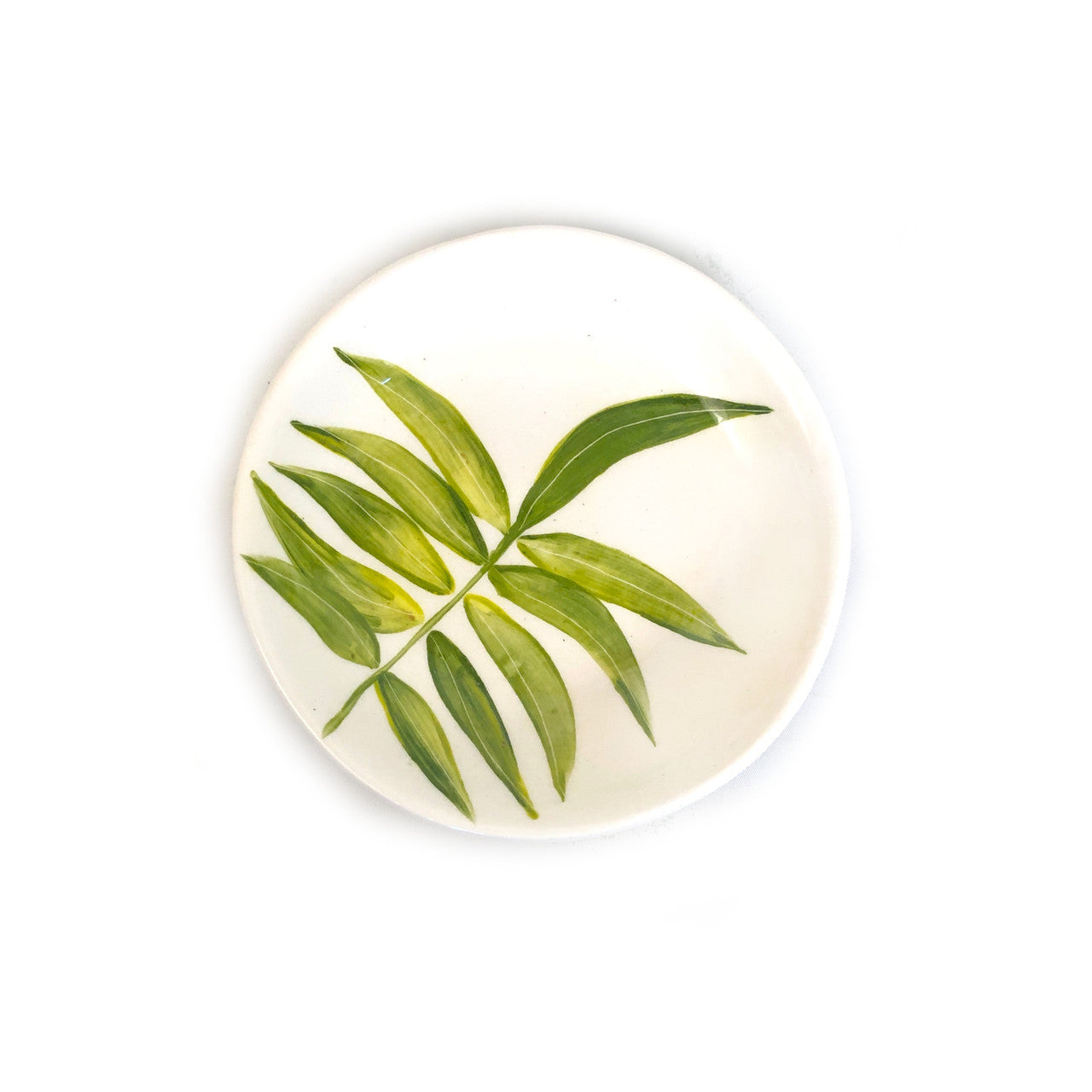 green floating leaves dessert plate from the top