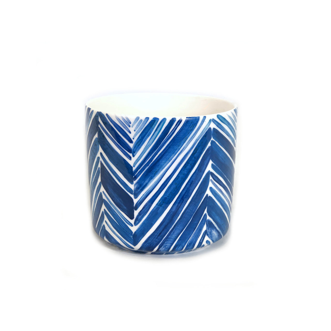 tall blue palm leaf serving bowl