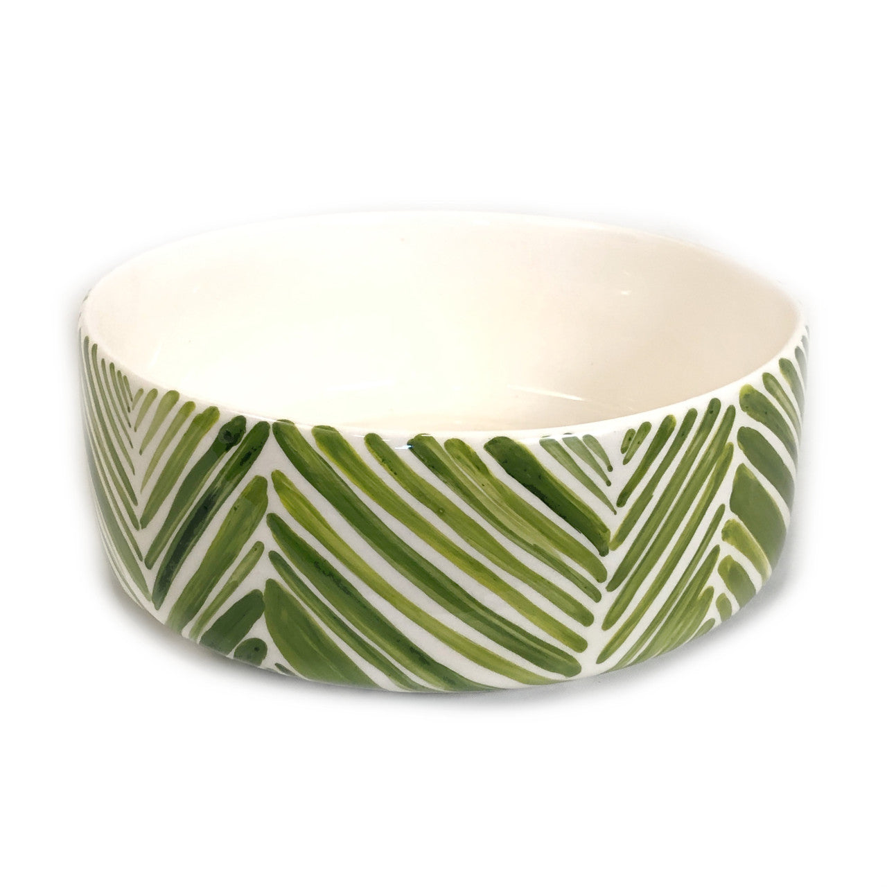 ceramic hand painted bowl with palm leaf