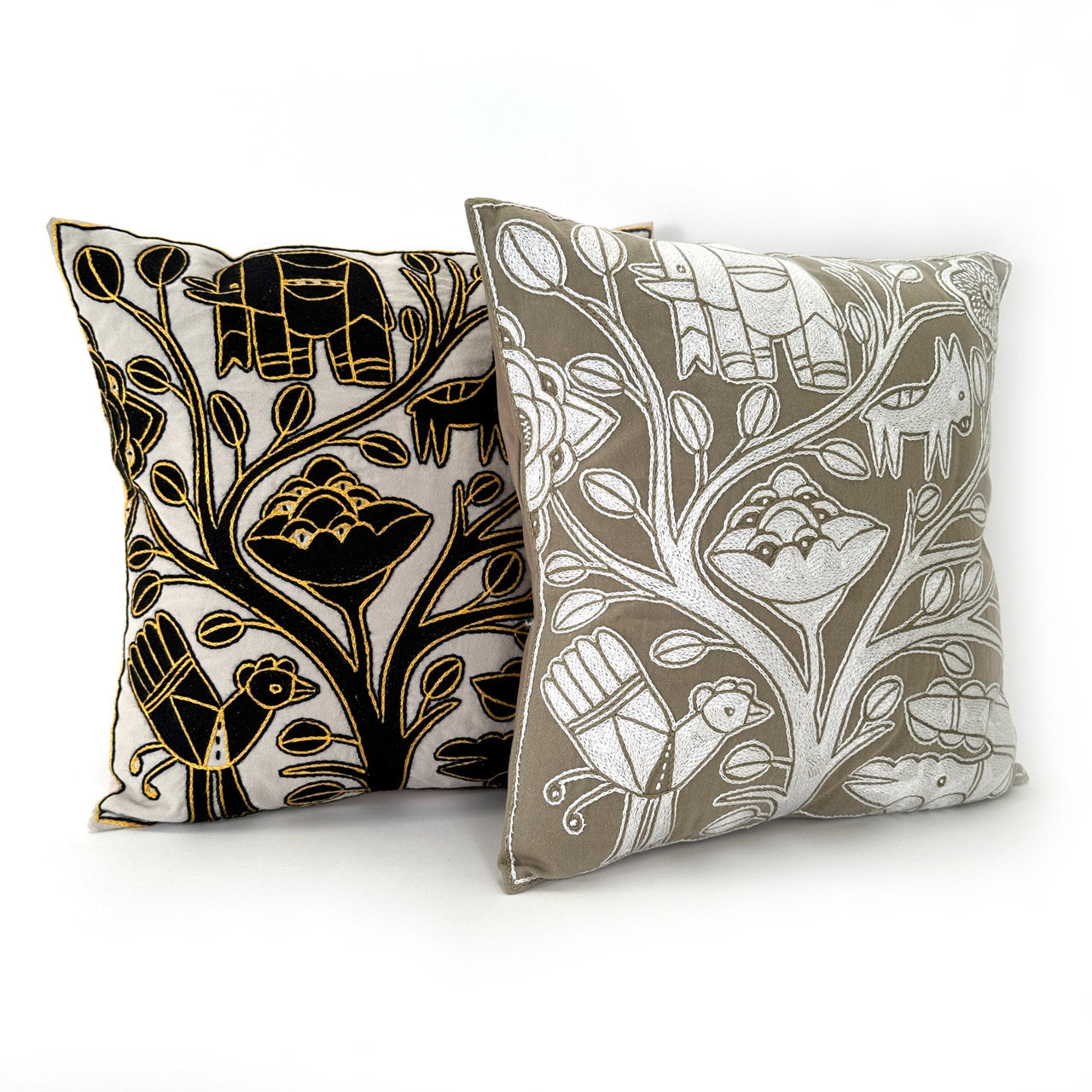 beige and white pillow with our golds one.