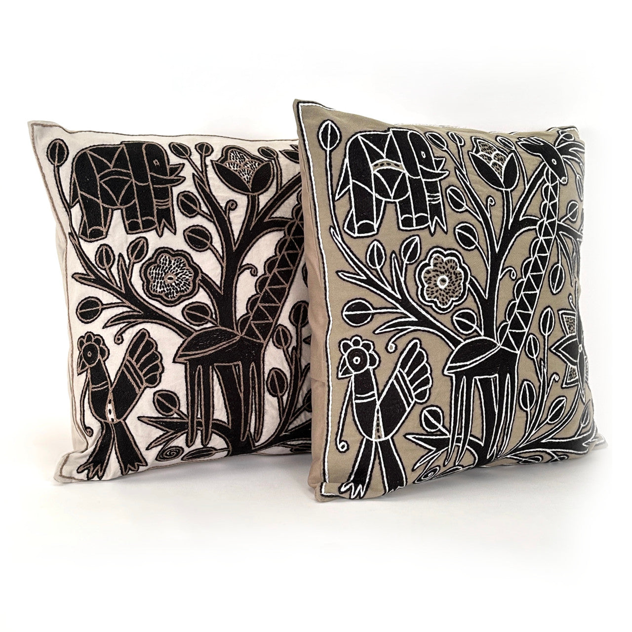 Ivory pillow combined with the beige one in this collection