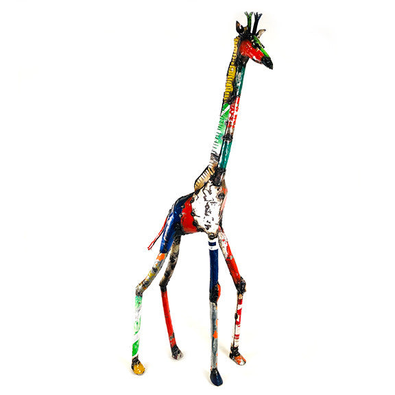 Recycled metal giraffe large