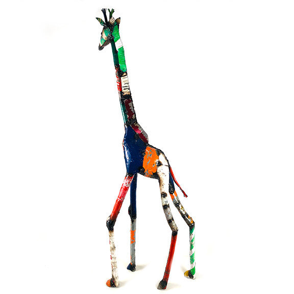 Recycled metal giraffe medium size