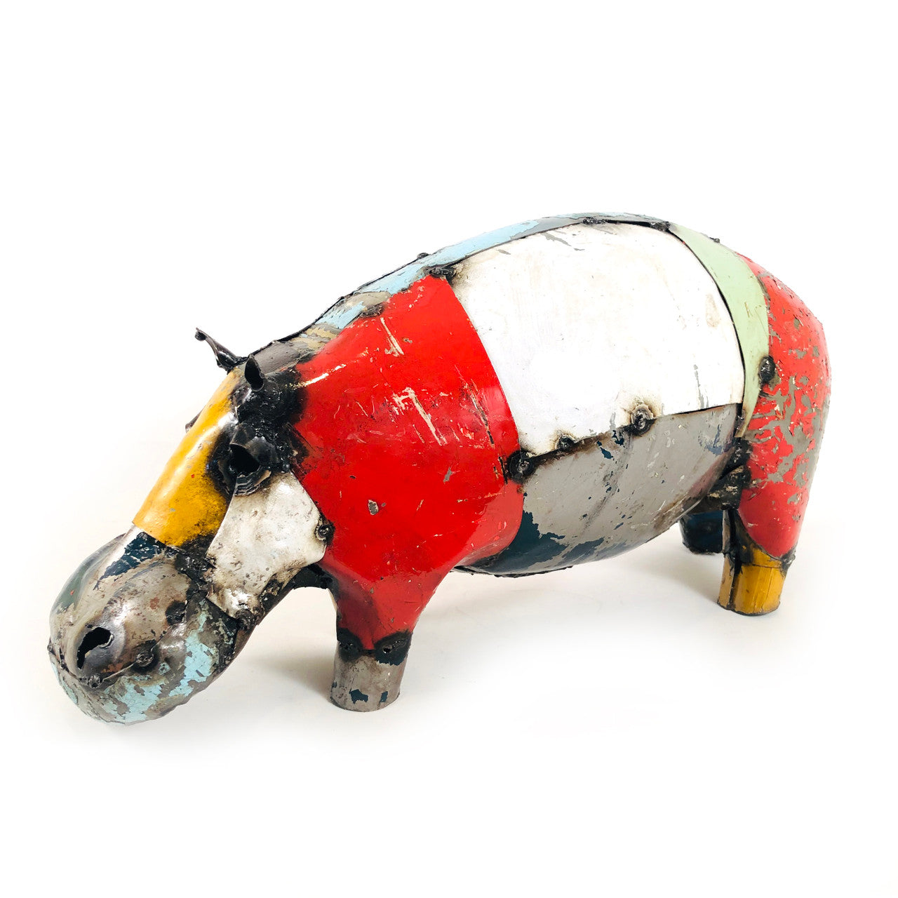 Recycled metal hippo large