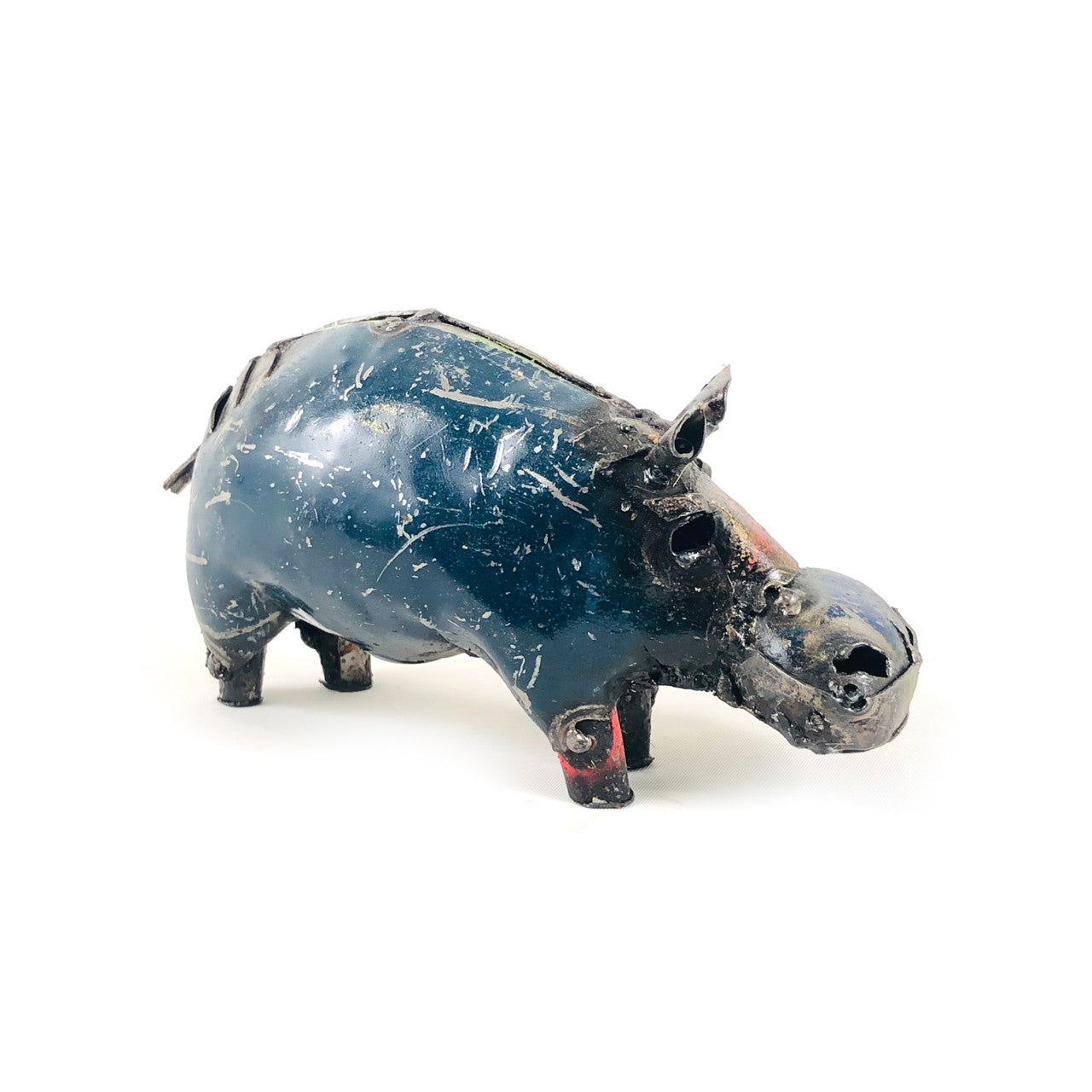 Recycled metal hippo small