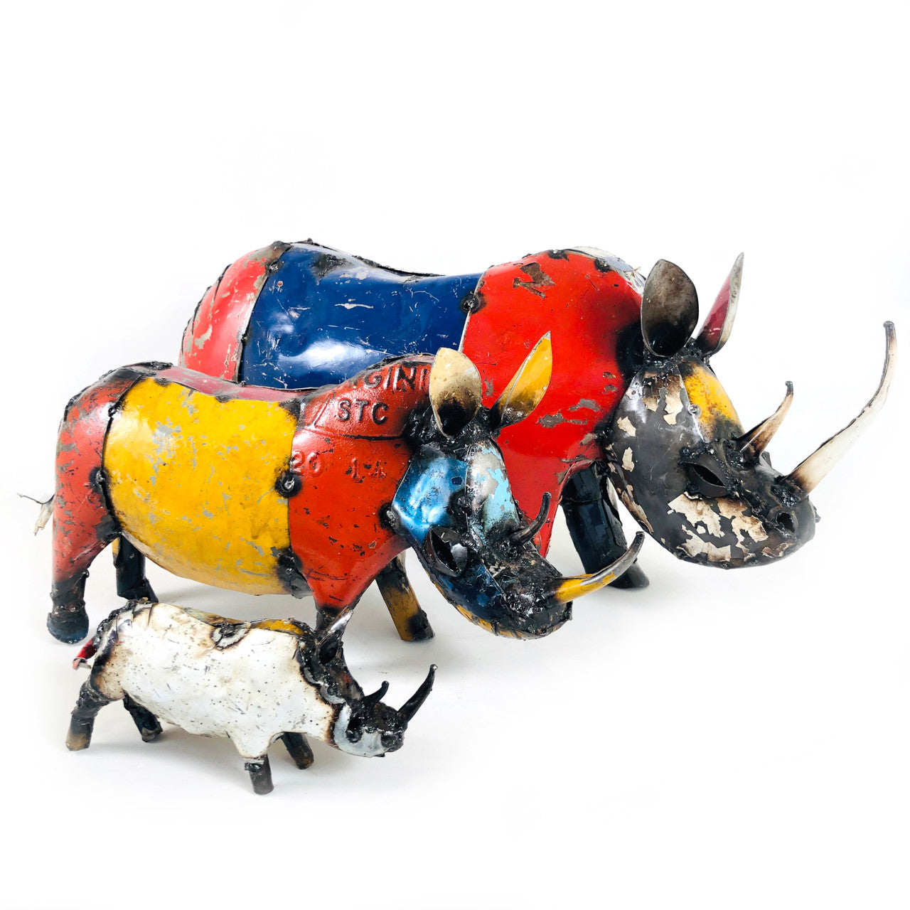 recycled metal rhino family