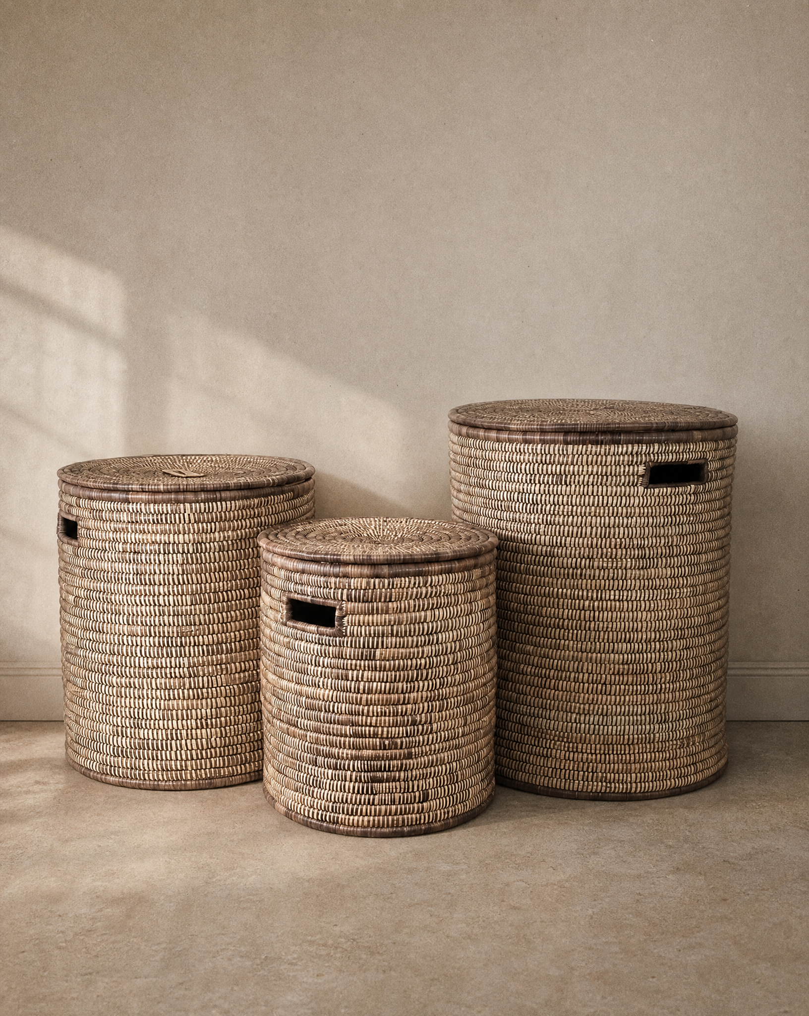 Malawi Floor Baskets with Lid - Brown