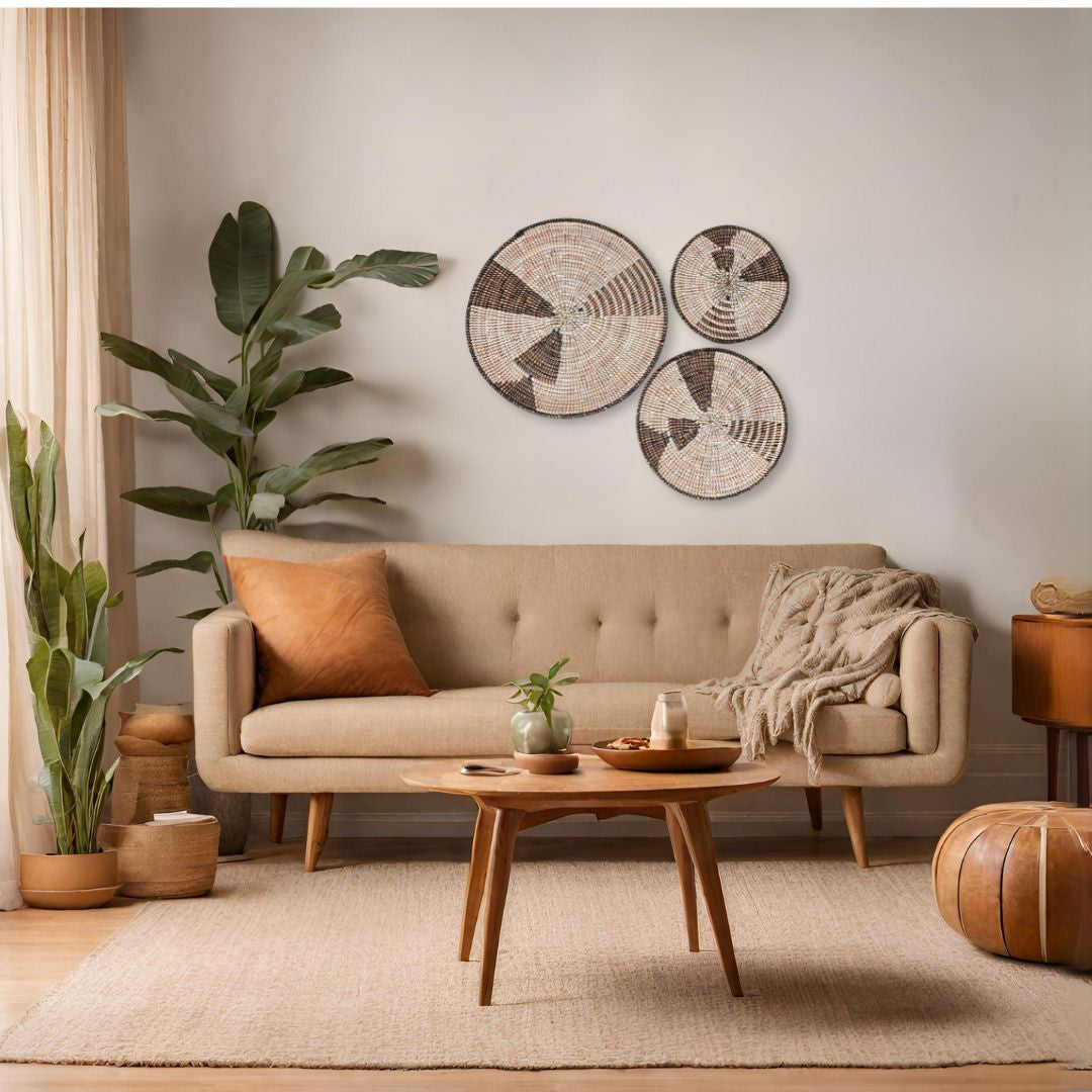 monochrome wall decor set of 3 plates