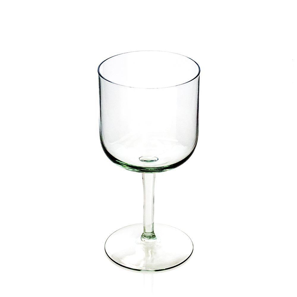 retro wine glass completely made of recycled glass