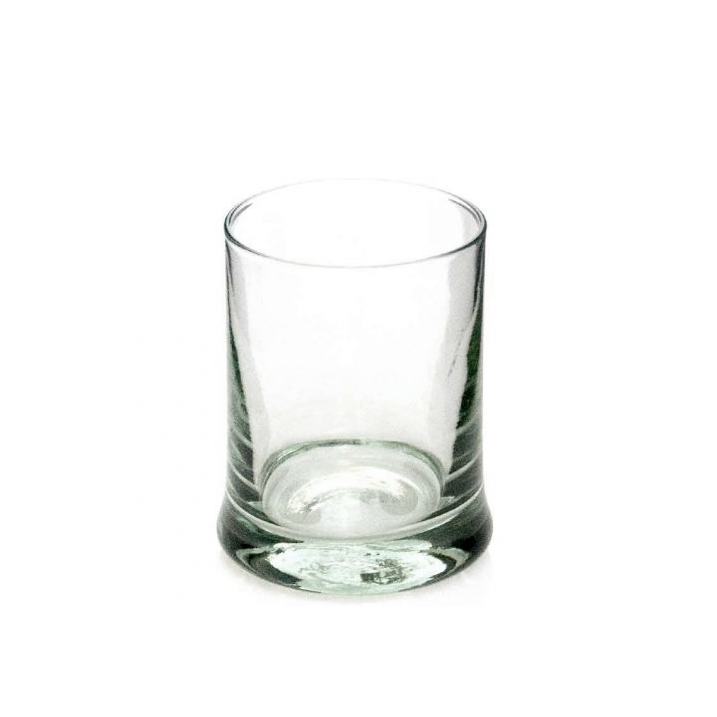 hanblown glass tumbler, made of 100% recycled glass.