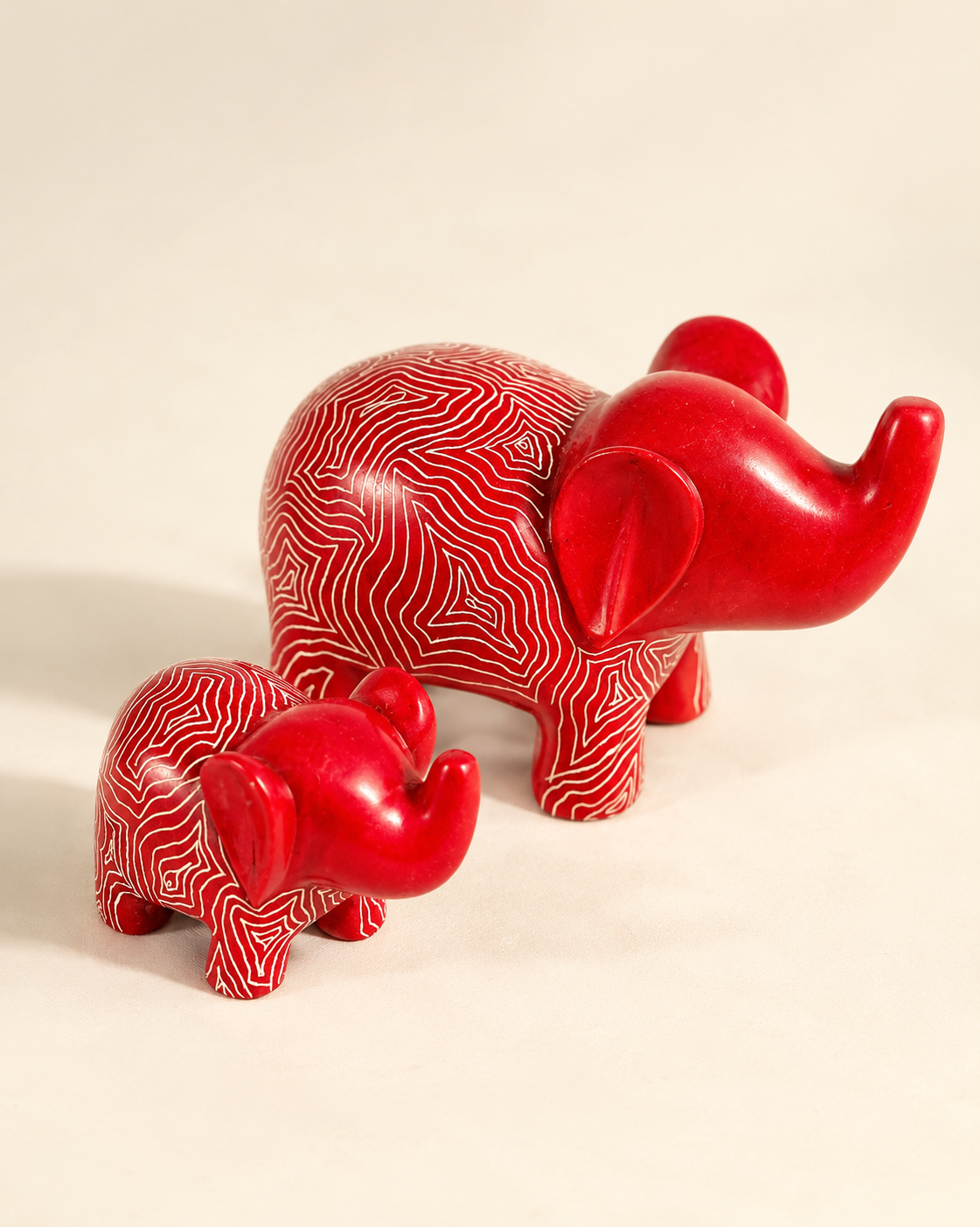 Maasai Red Soapstone Elephants | Kenya