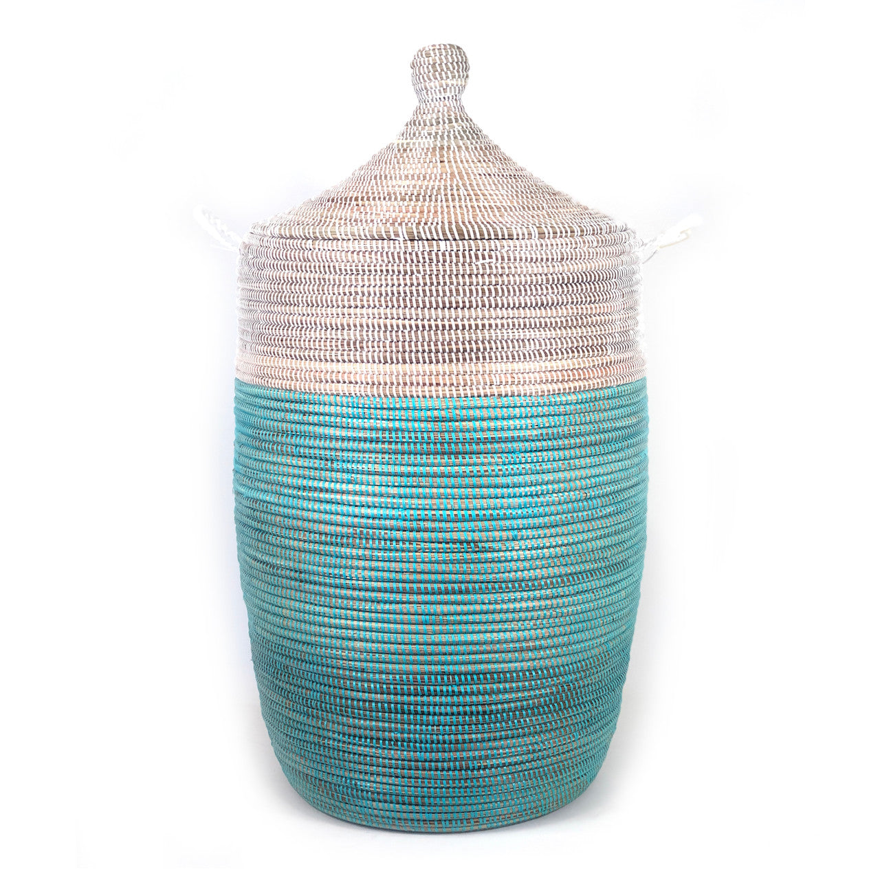turquoise and white two-tone large basket