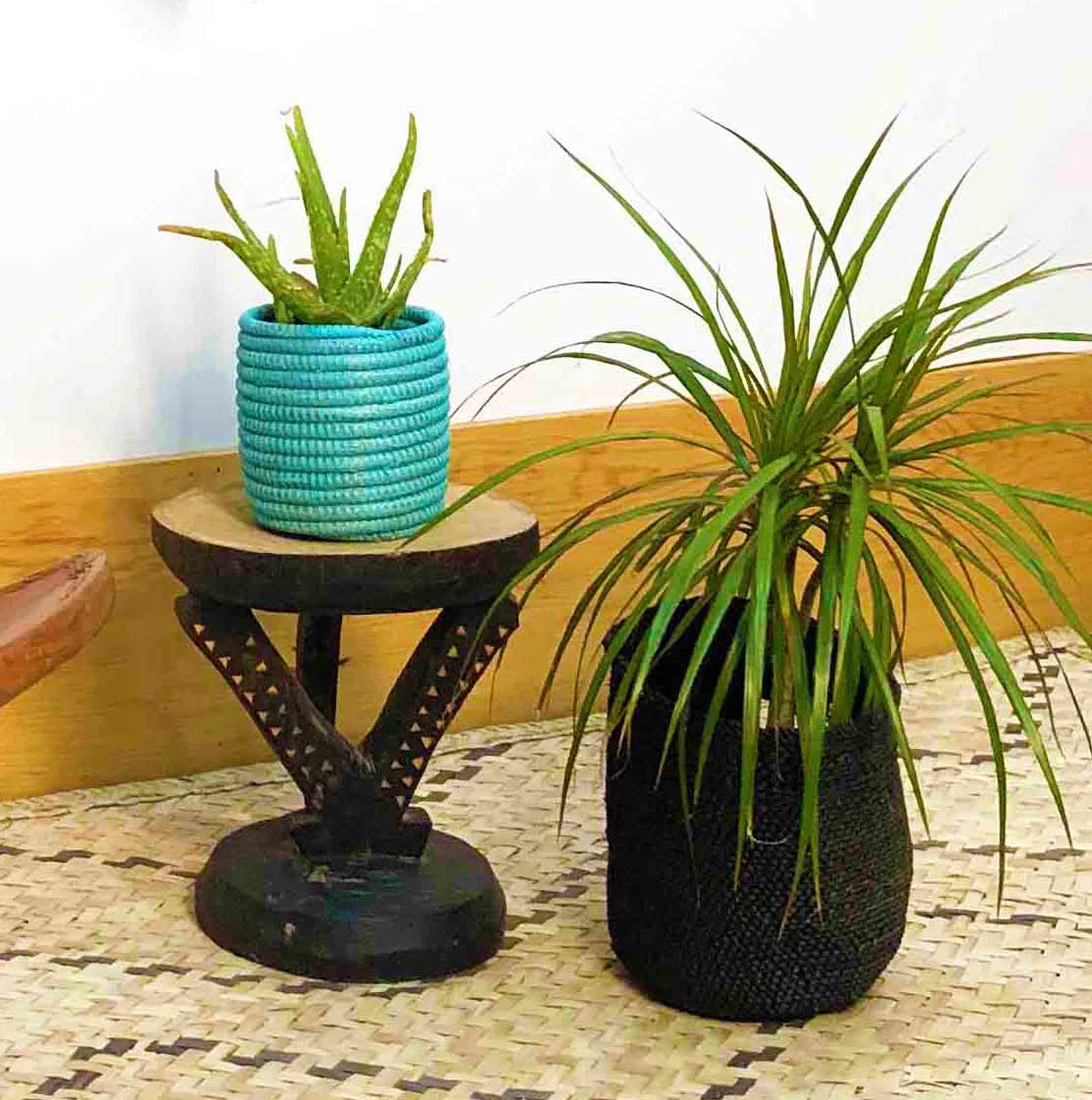 succulent mini basket planter turquoise