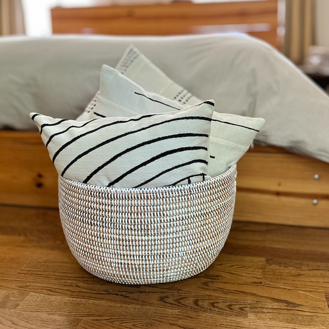 throw pillow storage basket