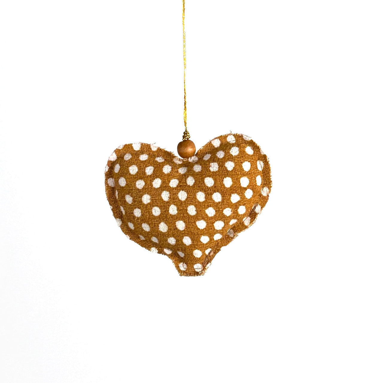 heart ornament yellow with white polka dots