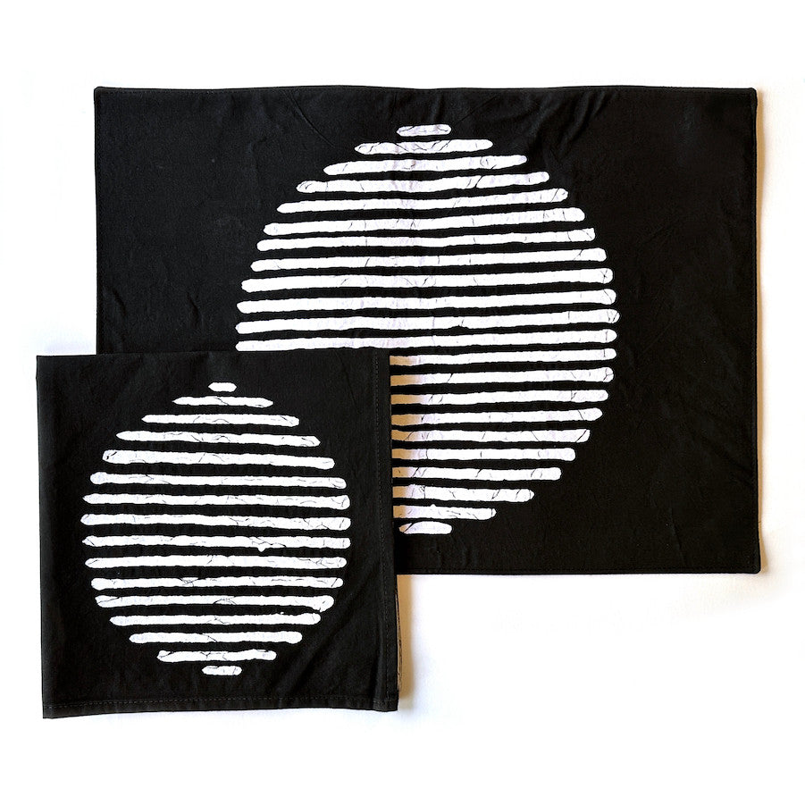 black monochrome napkin tablescape