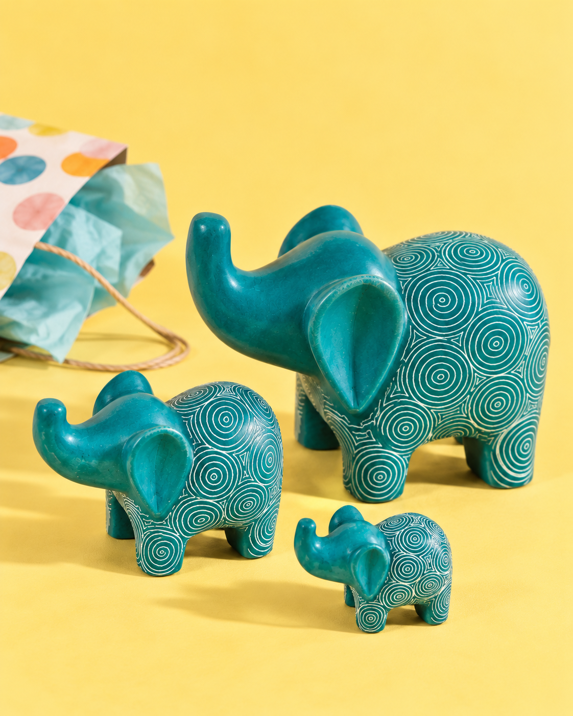 Ocean Green Elephant - Soapstone