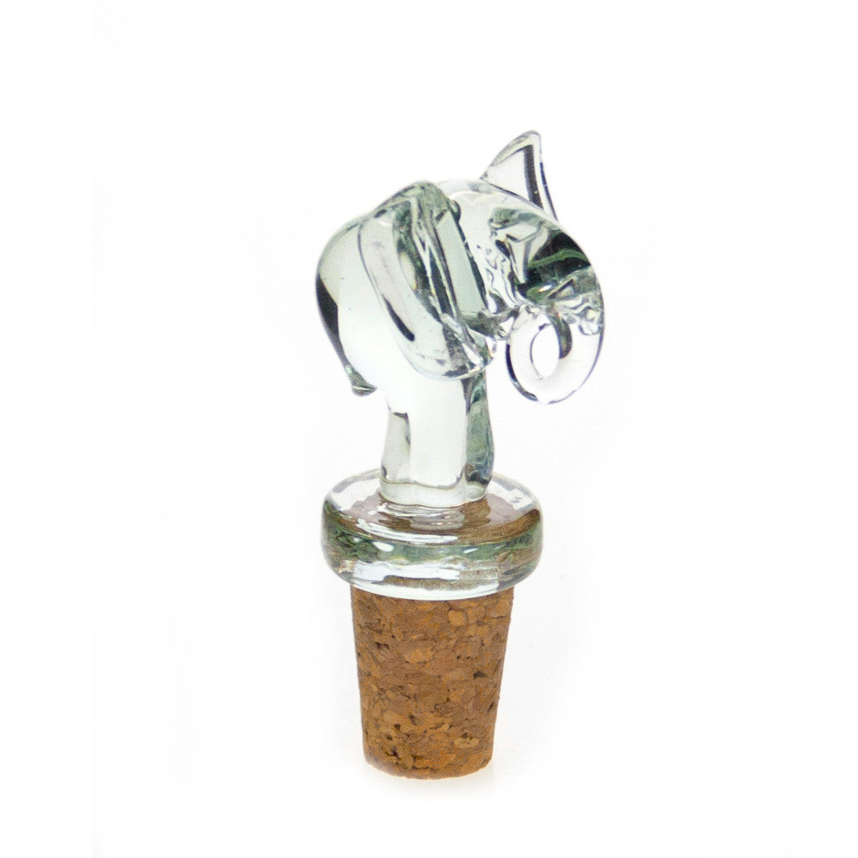 elephant wine stopper made out of recycled glass
