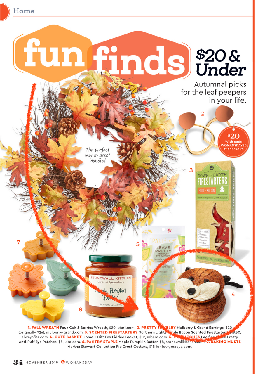 fox basket in womens day magazine november 2019