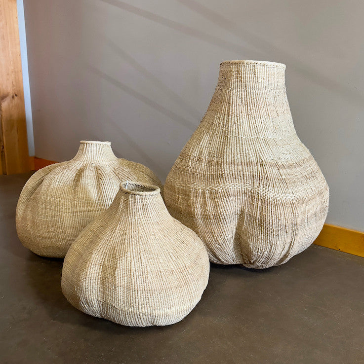 Tonga Garlic Sculptural basket group medium, extra large and XXXl
