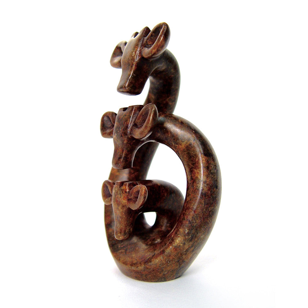 Abstract giraffe family of 3 stone sculpture - Image 2