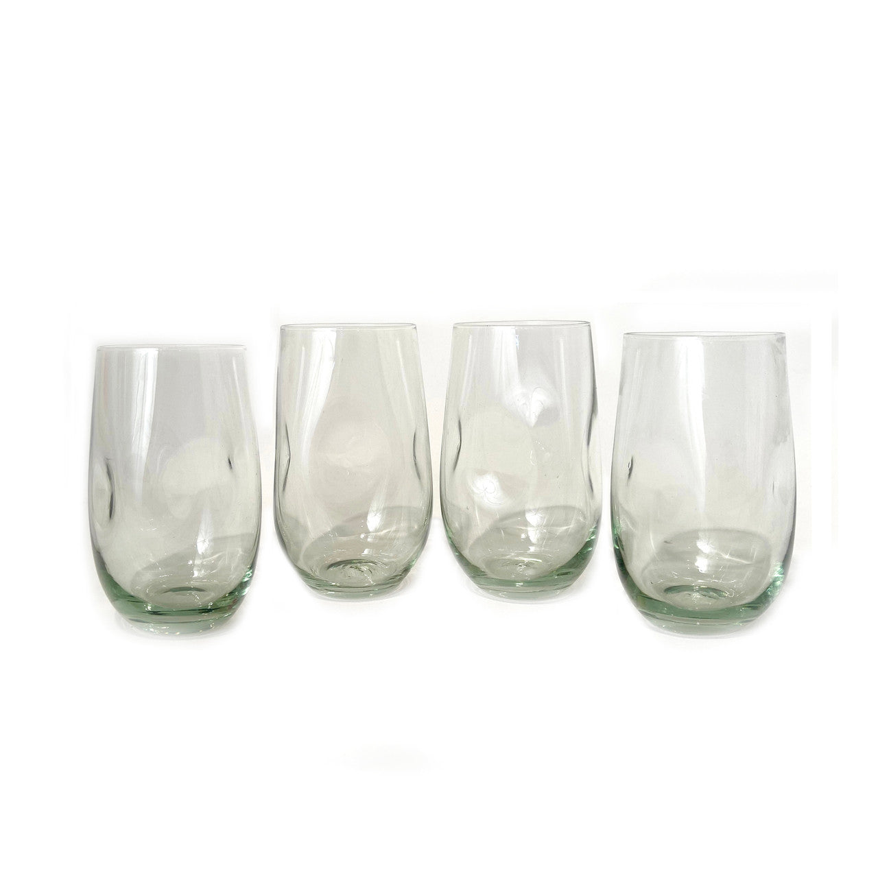 group of water glasses made out of recycled glass