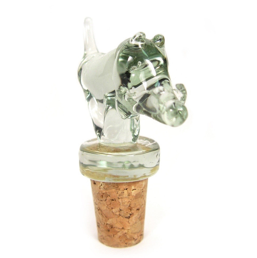 warthog wine stopper made out of recycled glass