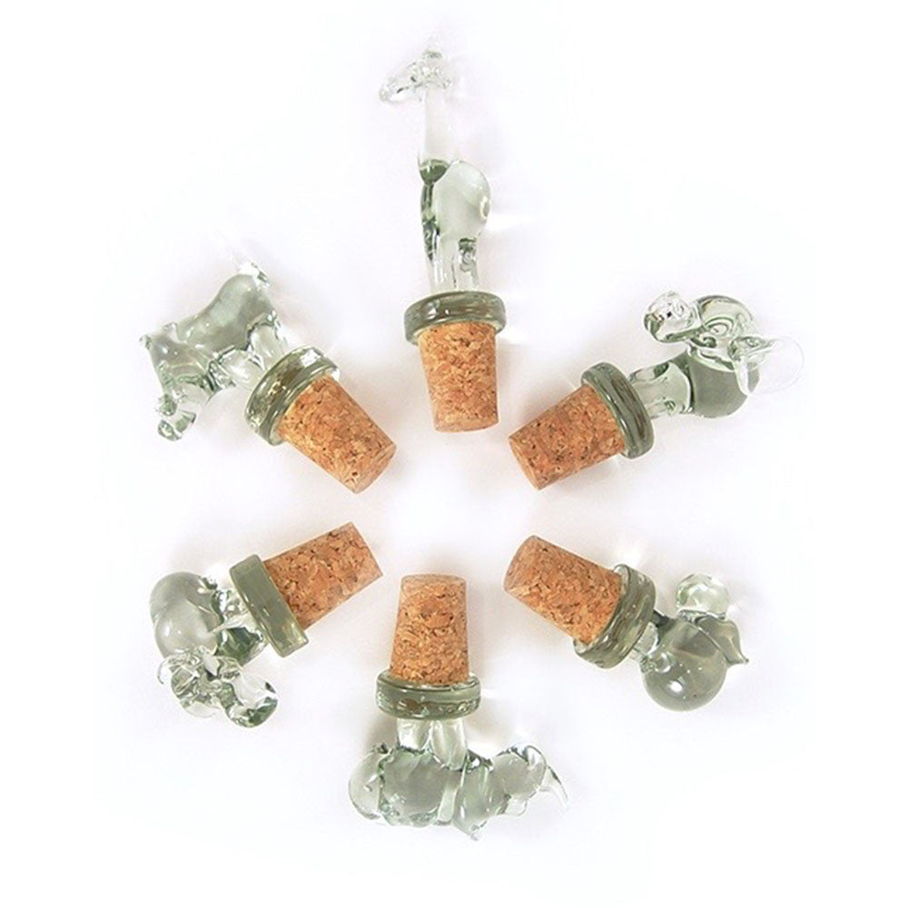 animal safari wine stoppers made out of recycled glass