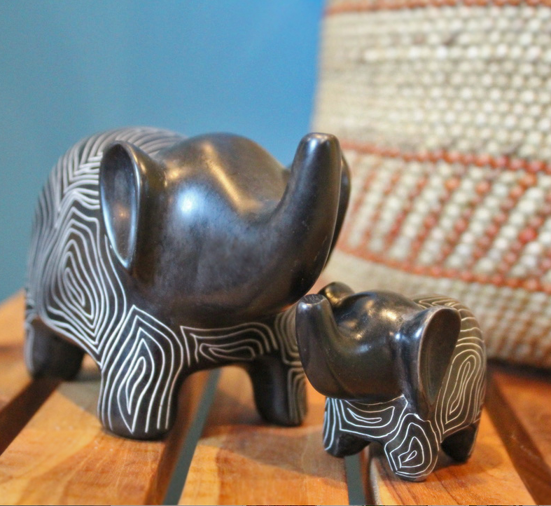 grey elephant mama and baby