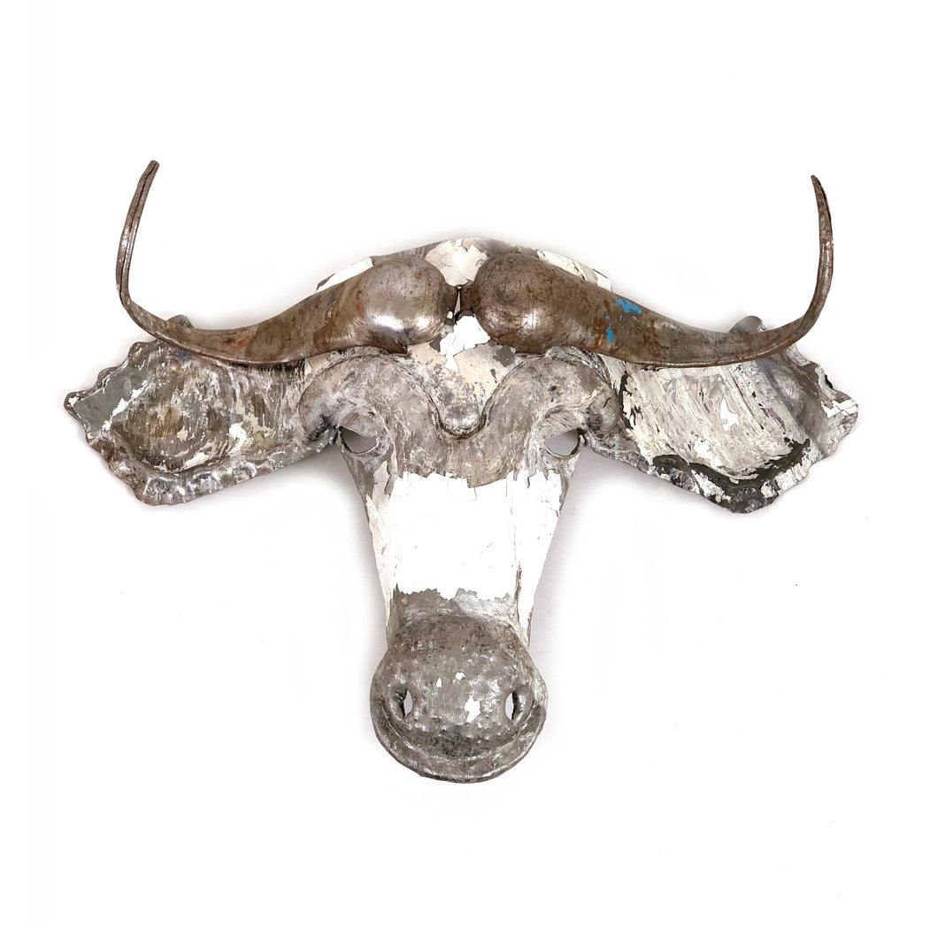 Wildebeest Animal Mask - Recycled Metal Wall Art - Image 1