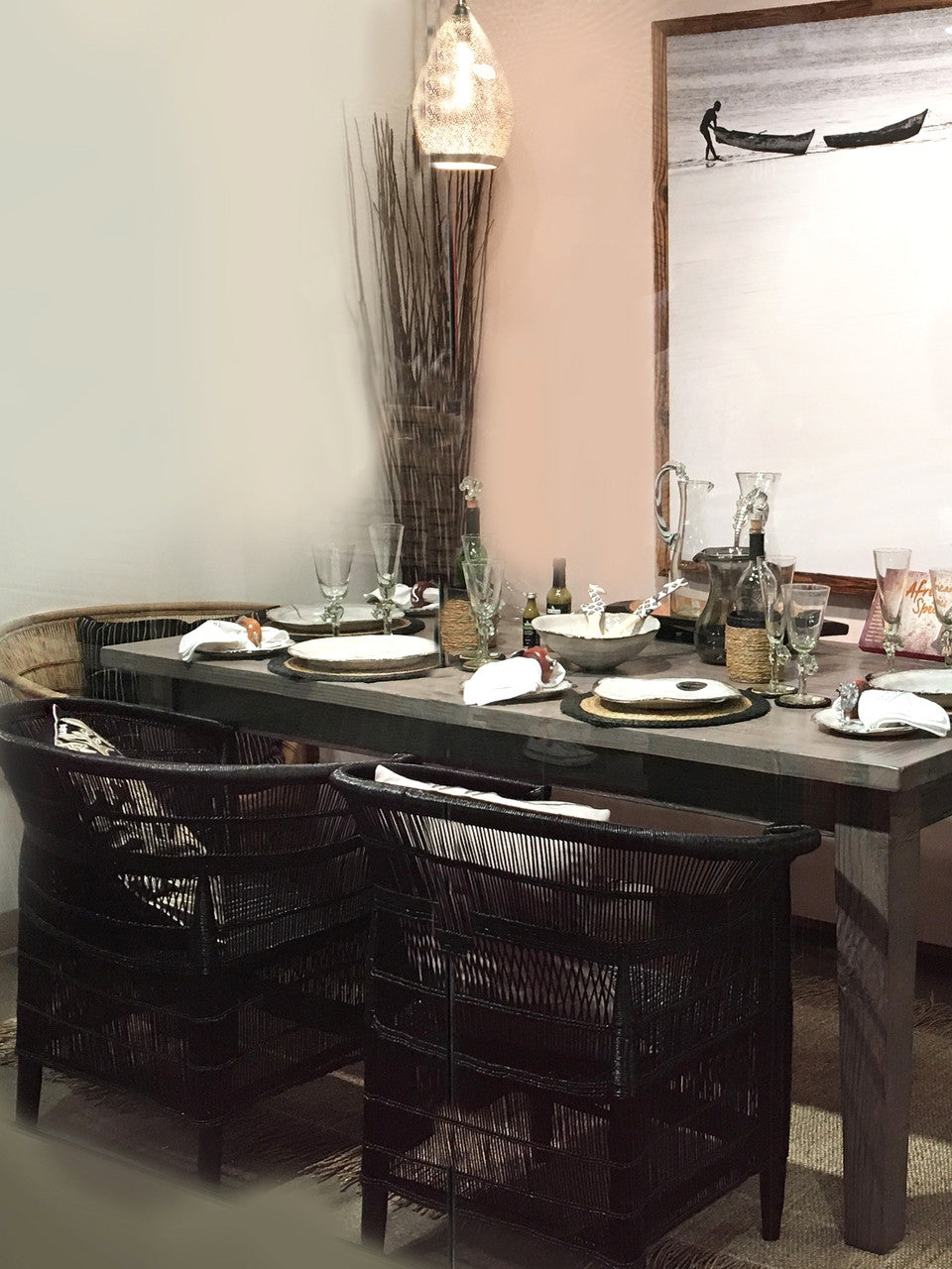 Malawi Cane Chair - Black Pair