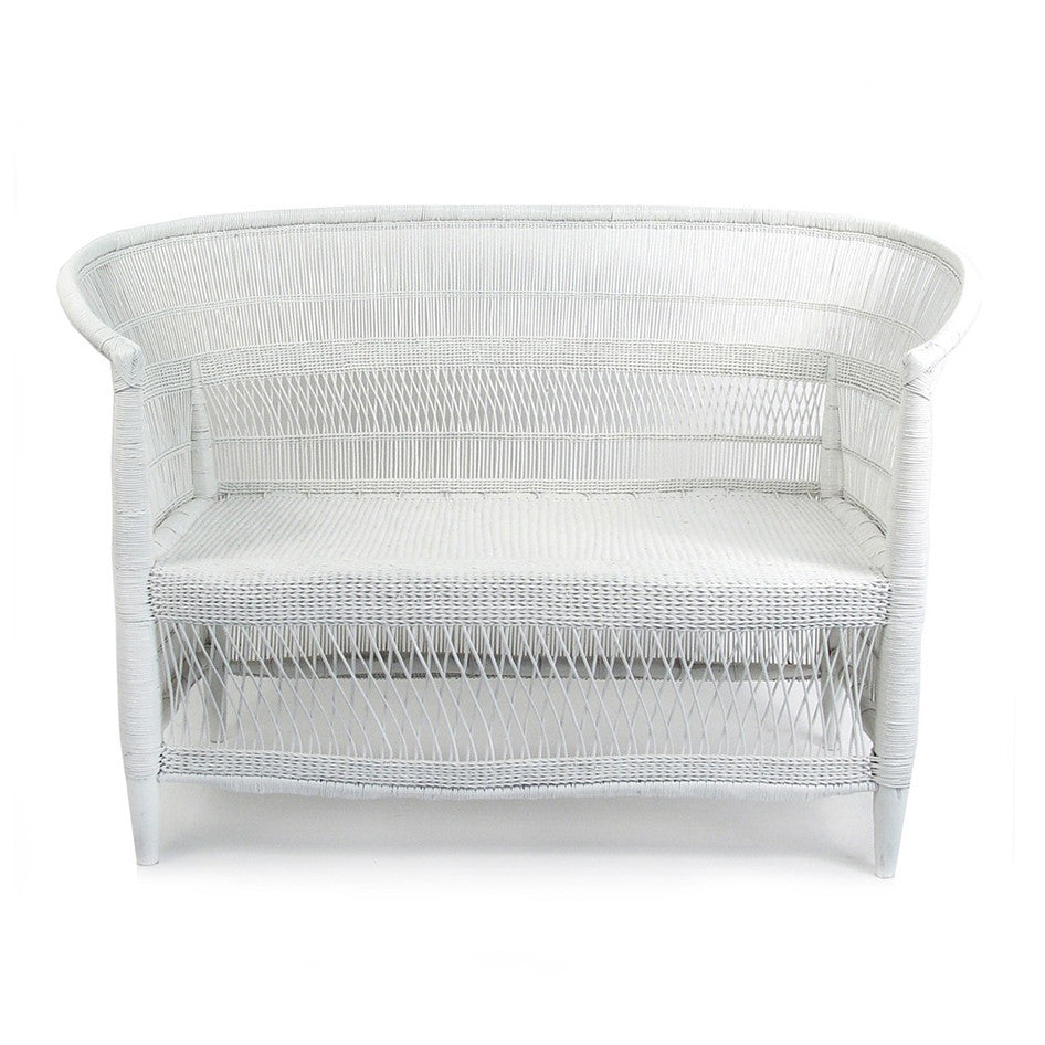 Malawi Cane Loveseat - White - Image 1