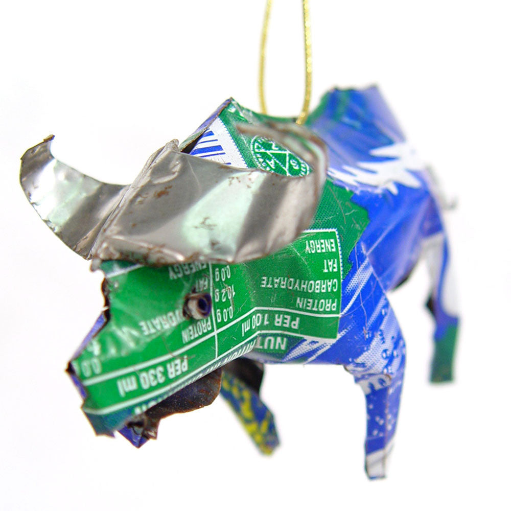 Unpainted Tin Buffalo Ornament Front View