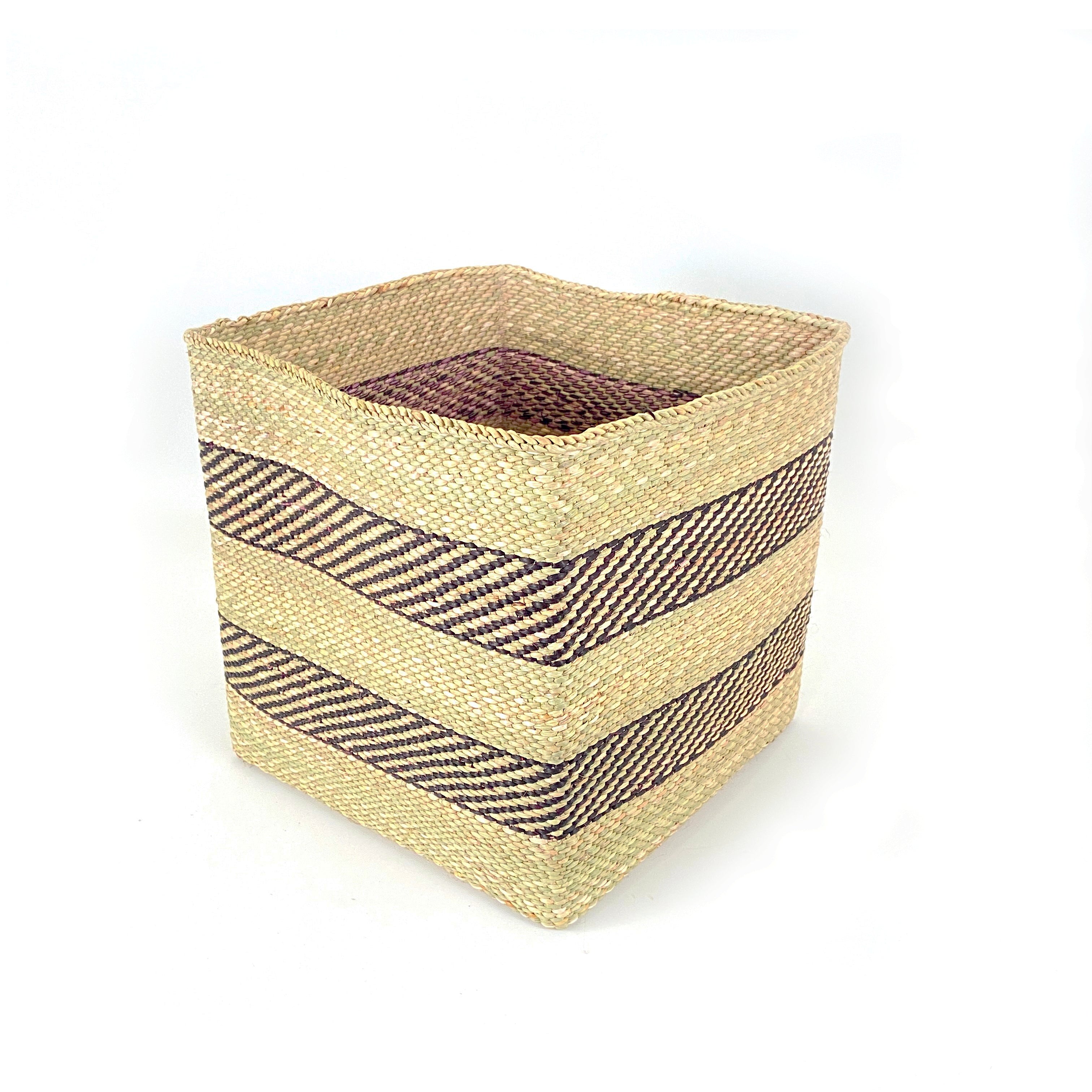 Square Natural  w/ Black Stripe Iringa Basket