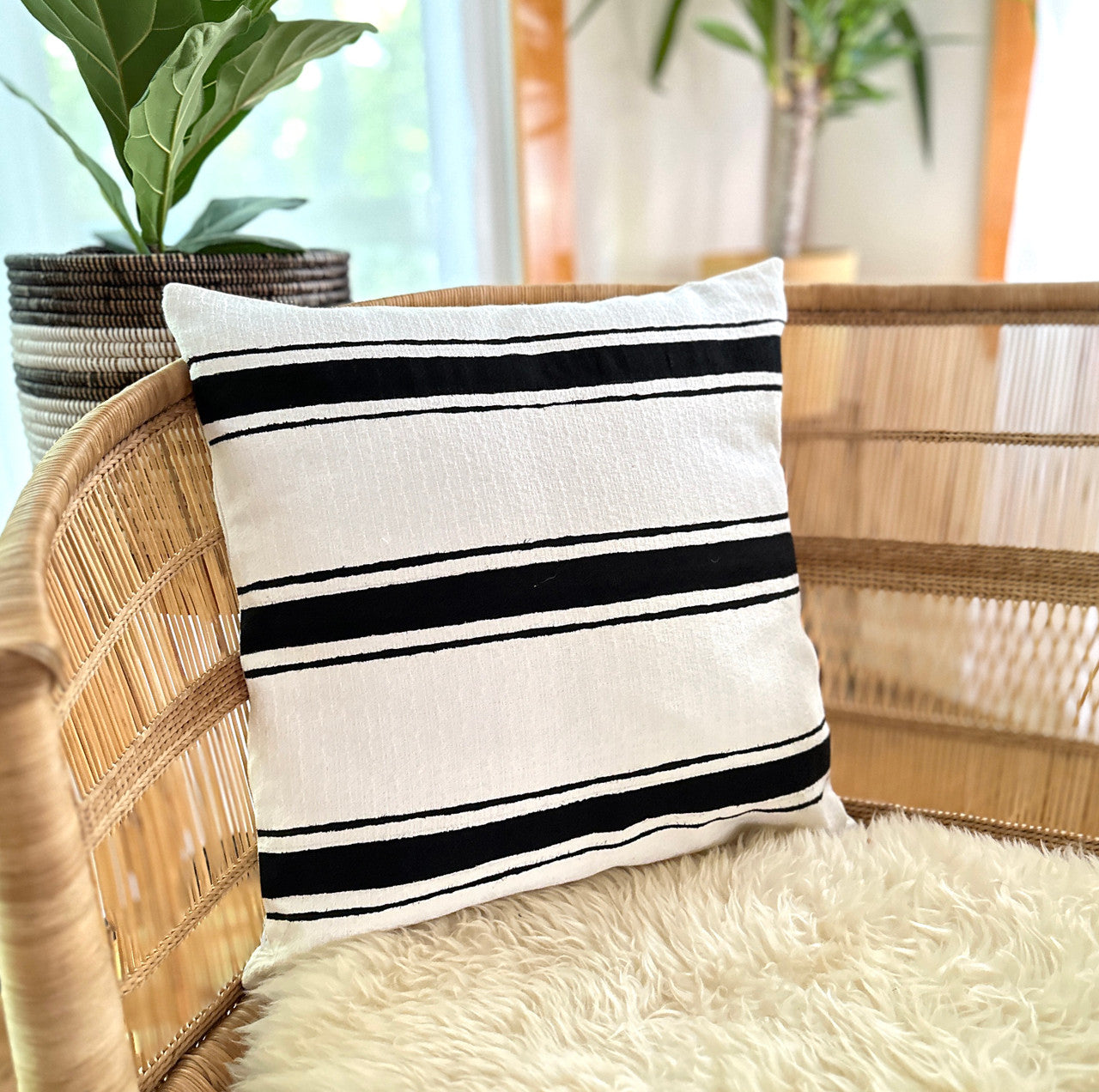 gorgeous white pillow with stripes