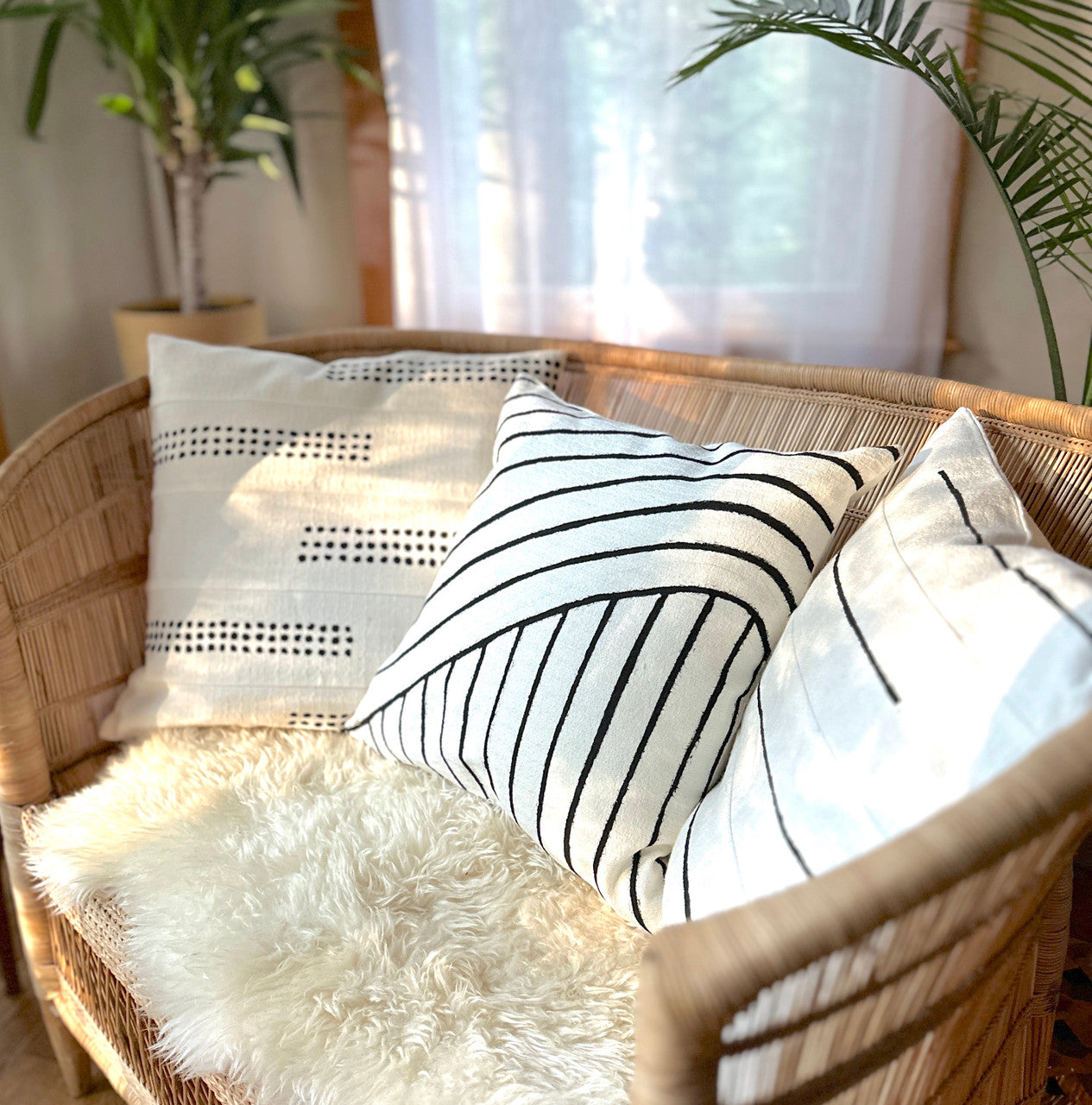 white organic lines pillow with other white pillows 