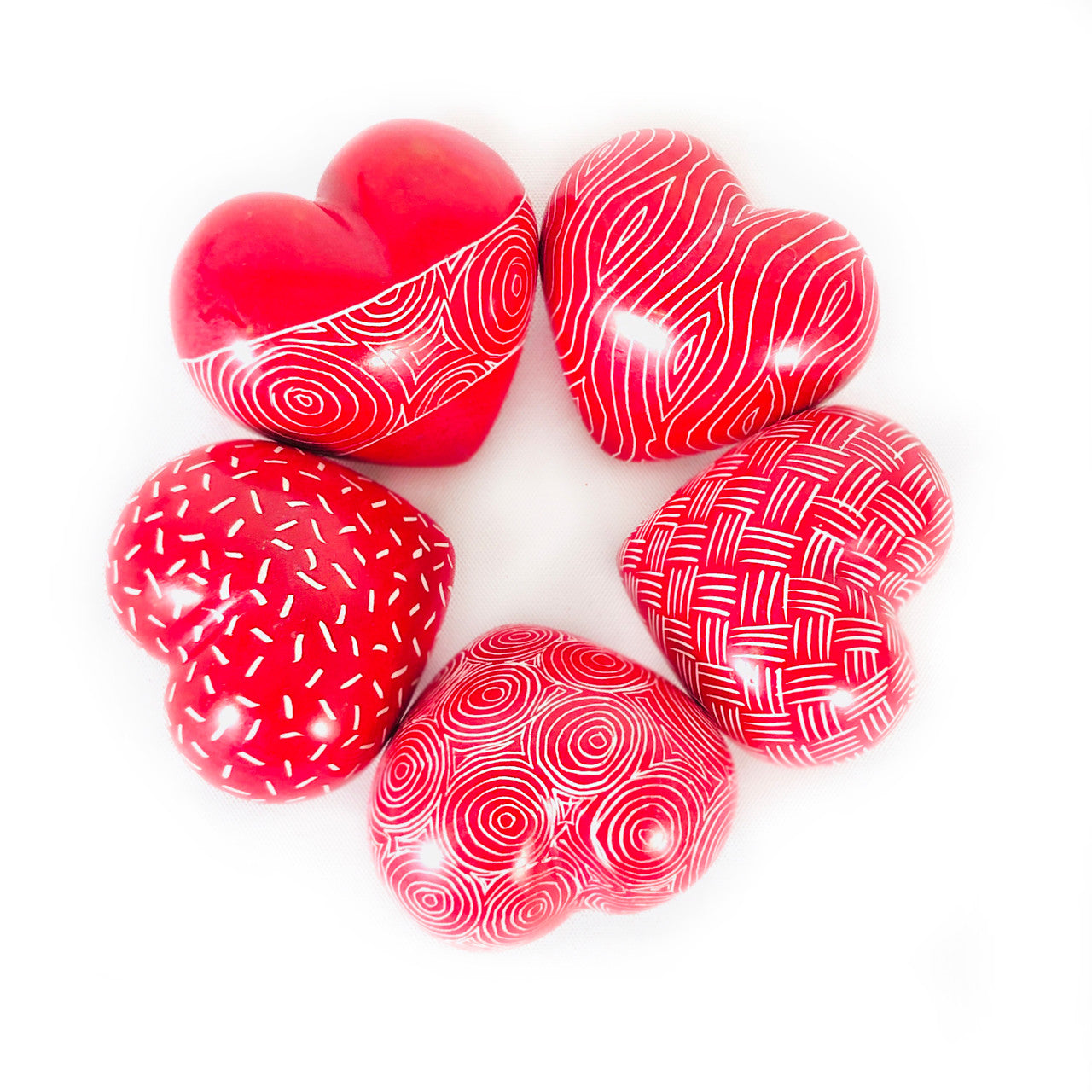 soapstone red hearts set of 5