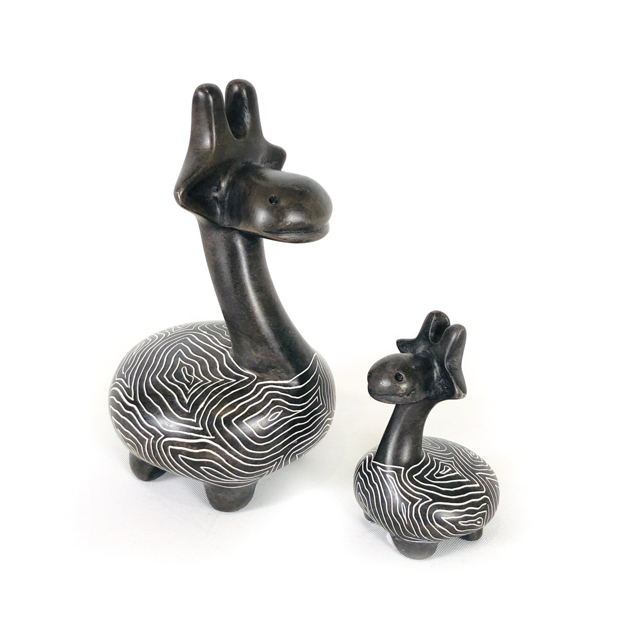 gray giraffes mama and child family